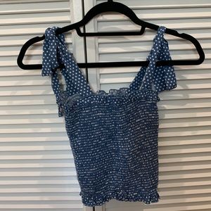 Elodie Polka Dot Tie shoulder top